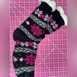 Cozy Black and Pink Knit Socks